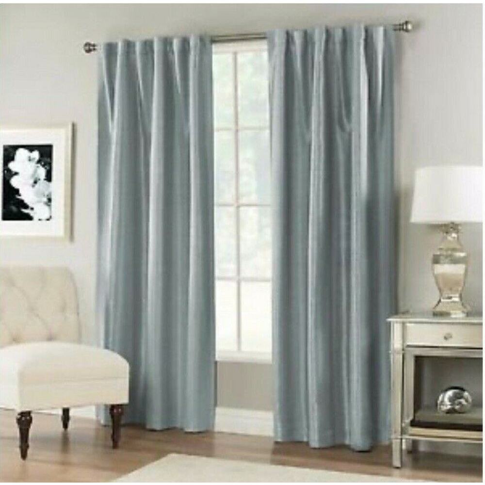 Westport Home Vernet Rod Pocket Curtain Panel 95” Aqua Blue 1 Panel